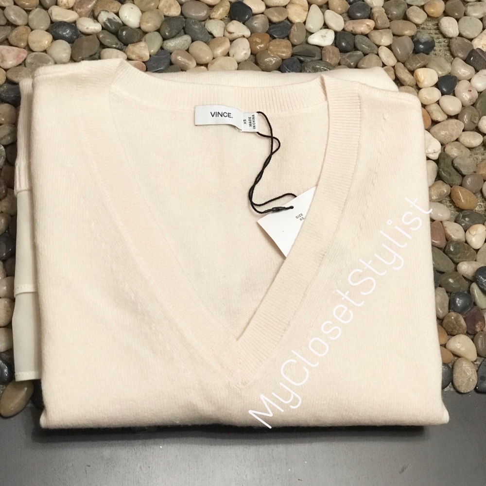 VINCE Cashmere Silk Sweater $295 V-neck Top NWT XS & XXS Choice - Picture 6 of 7